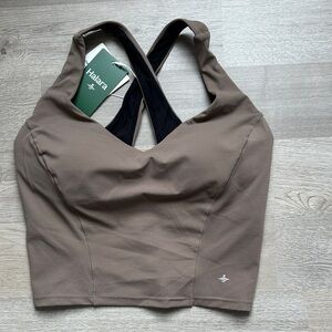 HALARA Taupe Cross-Back Longline Sports Bralette